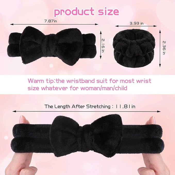 WSYUB Makeup Headbands, and 2Pcs Wrist Spa Wash Band Absorbent Wristbands - Image 2