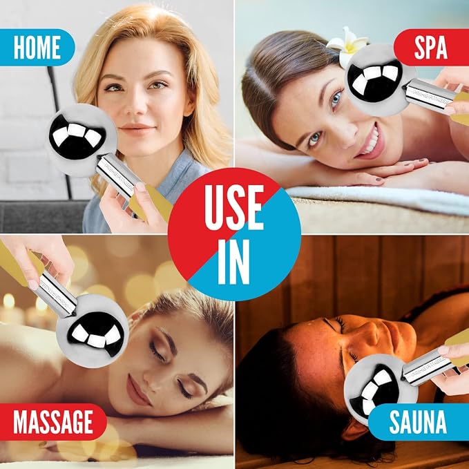 Ice Globes for Facials | Unbreakable Steel Cooling Roller | Cryo Sticks for - Image 8