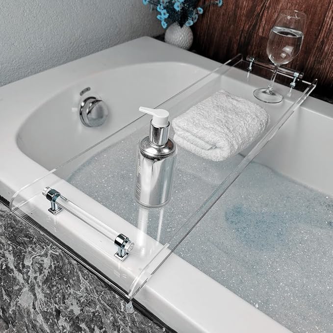 31" Silver Handles Luxury Bathtub Tray Caddy by Zinginglife