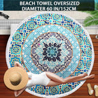 Pafusen Round Mandala Beach Towel Blanket/Boho Hippie Tapestry, Roundie Yoga - Image 7
