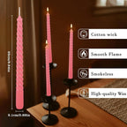 WPONSZU 10 Inch Pink Spiral Taper Candle Set of 12 Pack Unscented Dripless - Image 5