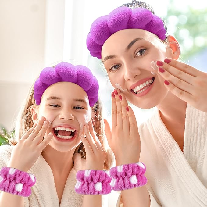 Zkptops Spa Headband for Washing Face Wristband Set Sponge Makeup Skincare - Image 7