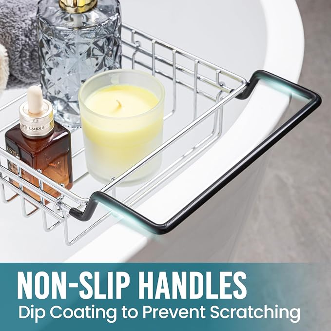 TAILI Bathtub Tray Table for Luxury Bath, Expandable Extra Wide Bthtub Caddy - Image 3