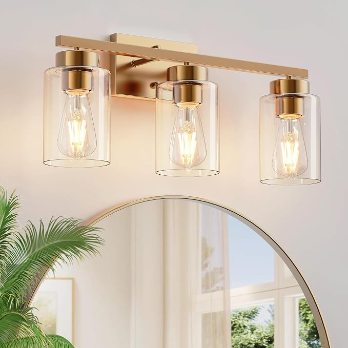 PARTPHONER 3-Light Bathroom Light Fixtures, Brushed Gold Vanity Light - Image 9