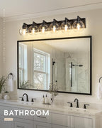 Bathroom Light Fixtures, 6 Light Matte Black Vanity Light, 38 Inch Modern Wall - Image 4