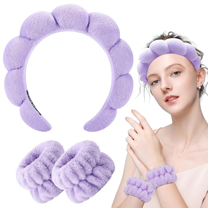 Zkptops Spa Headband for Washing Face Wristband Set Sponge Makeup Skincare - Image 8