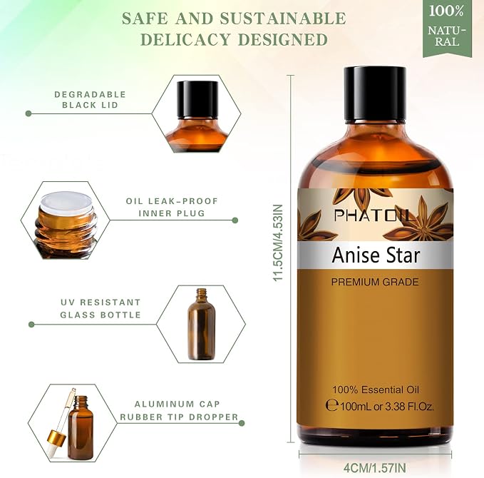 Anise Star 3.38fl.oz Essential Oil, PHATOIL Pure Aromatherapy Oils - Image 5