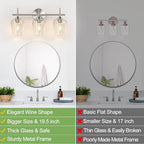 MOKATNG 3-Light Bathroom Light Fixtures, 19.5 in Brushed Nickle Vanity Lights - Image 2