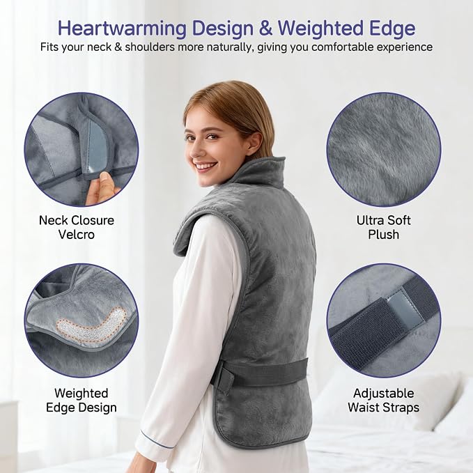 Heating Pad for Neck and Shoulders and Back Pain Relief, Heating Pad for Back - Image 3