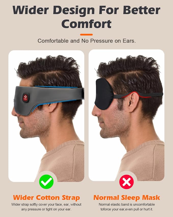 Silk Cordless Heated Eye Mask, Washable Sleep Mask Warm Compress Mask Soft - Image 6