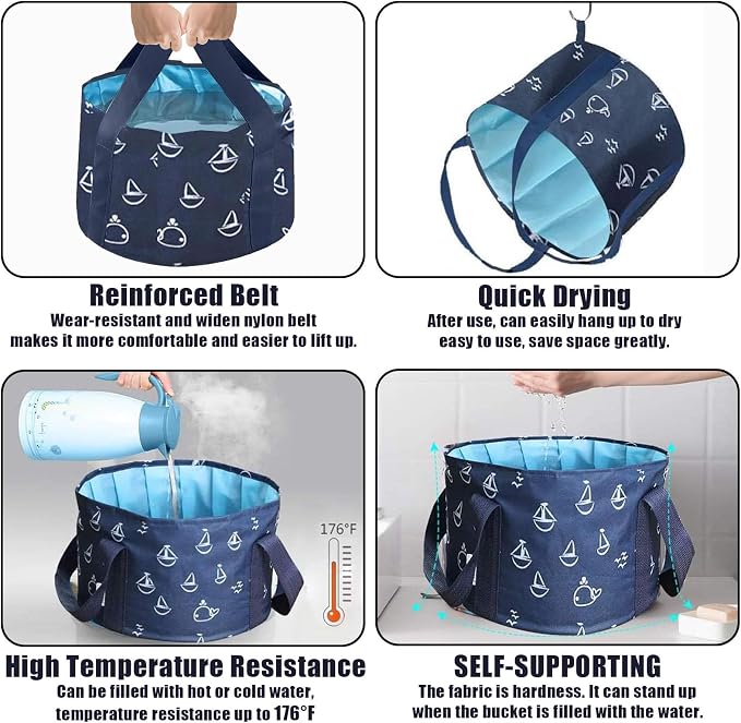 Collapsible Foot Soak Bucket 25L, Portable Foot Bath Basin, Foldable Travel - Image 4