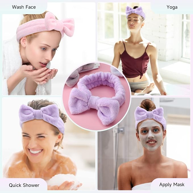 WSYUB Spa Headband, Headband for Washing Face, Shower Skin Care Fluffy Stocking - Image 7