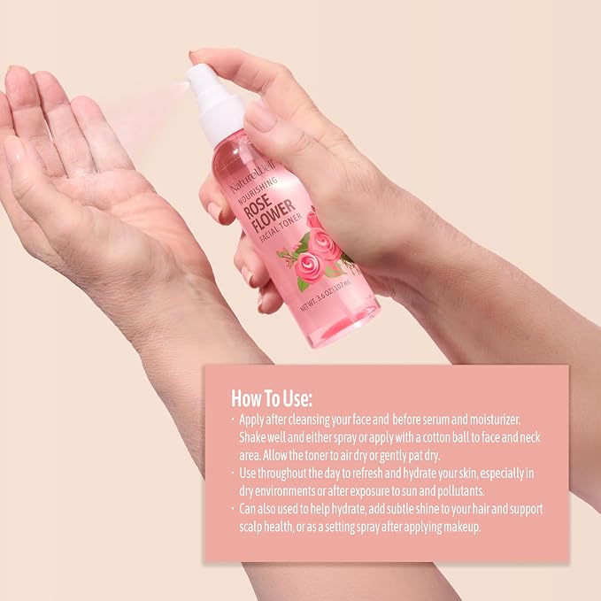 NATURE WELL Rose Water Hydrating Facial Toner Mist - Image 9