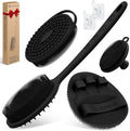 Silicone Back/Body/Face Scrubber & Soft Bath Glove Set 4PCS, Gentle Exfoliating by GEENOA