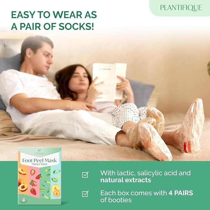 PLANTIFIQUE Foot Peeling Mask 4 Pack | Dermatologically Tested Repairs Heels & - Image 5