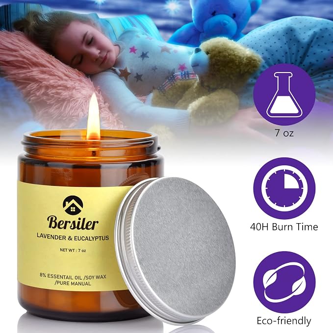 Aromatherapy Candles, Scented Candles, 7OZ Lavender Eucalyptus Candles Stress - Image 3
