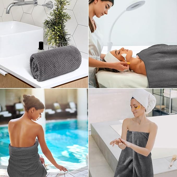 HOMEXCEL Bath Towel Set Pack of 4, 30 x 60 Inches Large Microfiber Bath Towels - Image 7
