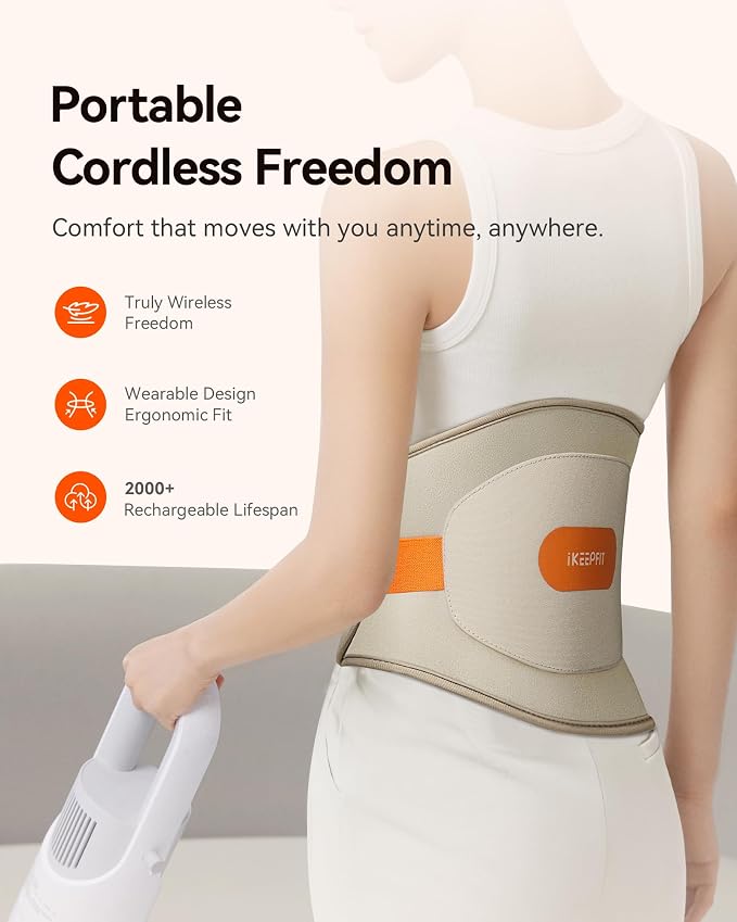IKEEPFIT Portable Heating Pad for Back, Cordless Wearable Heat Belt - Image 3