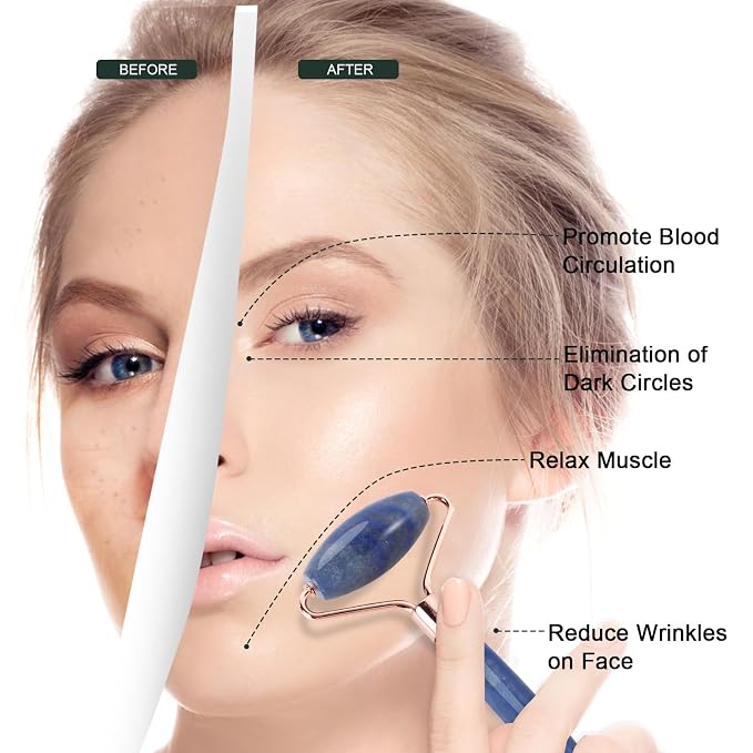 Jade Roller for Face, Facial Roller Massager Skin Care Tool, Gua Sha Facial - Image 3