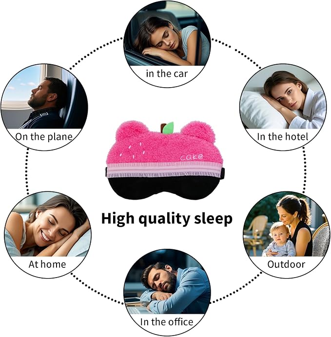 PERFECTSIGHT Sleep Eye Masks, Cute Bear Plush Sleep Eye Cover Lightweight - Image 6
