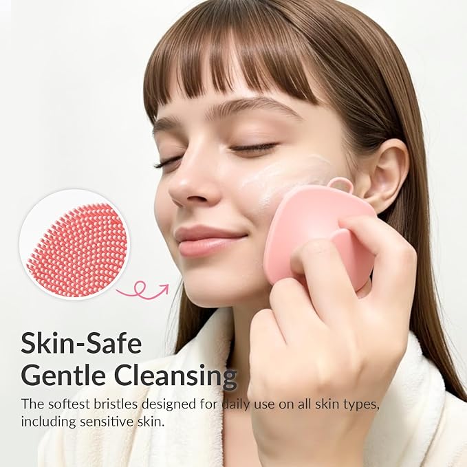 2 Pack Face Scrubber, Silicone Facial Cleansing Brush - Image 4