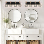 FadimiKoo 4-Light Farmhouse Bathroom Light Fixtures Over Mirror, Rustic Wood - Image 5