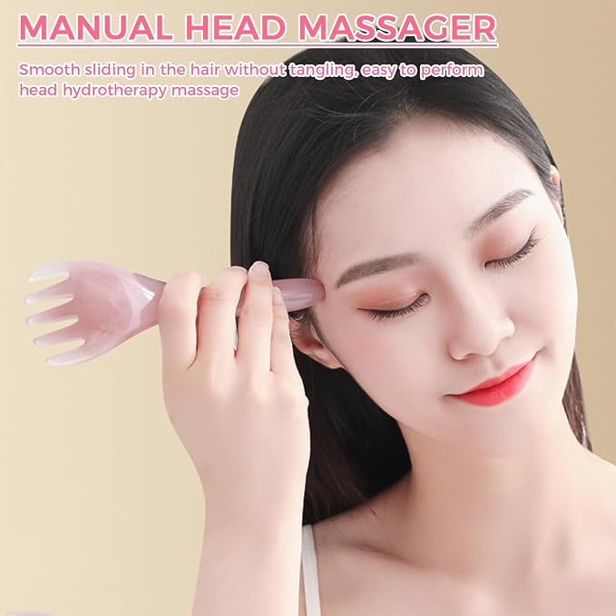 2Pcs Pink Head Massager Scalp Tool, Gua Sha Scalp Massager & Comb - Image 2