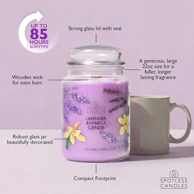 Spotless Leopard Vanilla & Lavender Candle 22oz Glass Jar - Image 4