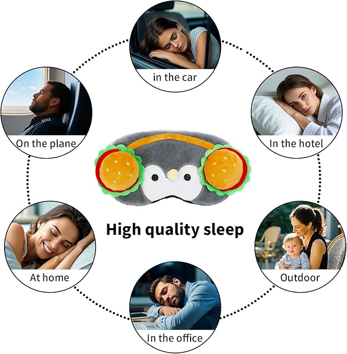 PERFECTSIGHT Sleep Eye Masks, Cute Penguin Plush Sleep Eye Cover Lightweight - Image 6
