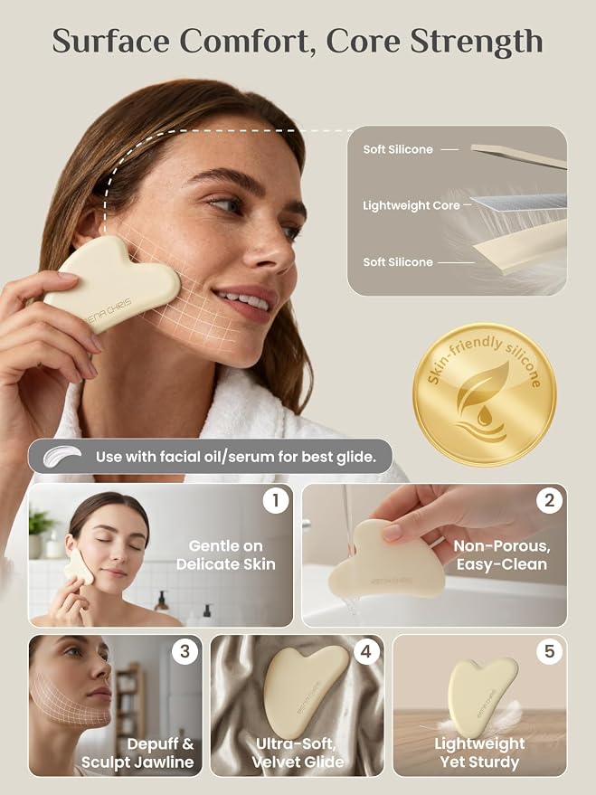 Rena Chris Gua Sha Facial Tools: Soft Silicone Guasha Tool - Image 3