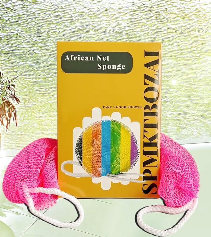 SPMKTBOZAI African Net Sponge Authentic, Exfoliating Body Scrubber Bath Sponge - Image 4