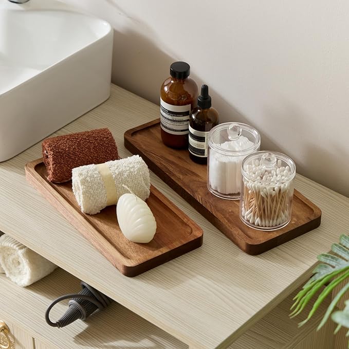 Bathroom Vanity Tray, Acacia Wood Counter Tray, Toilet Tank Tray, Appetizer - Image 4