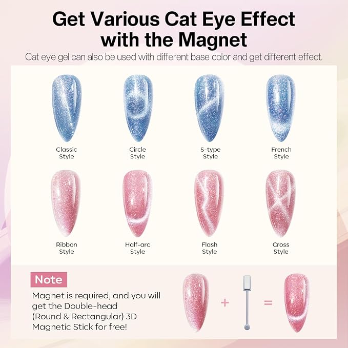 modelones Holographic Glitter Cat Eye Gel Nail Polish Kit 6 Colors - Image 6