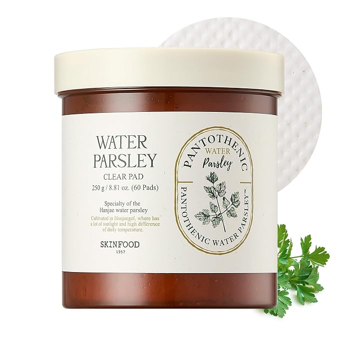 SKINFOOD Pantothenic Water Parsley Clear Toner Pad, Daily Exfoliating Pads by SKINFOODsince1957