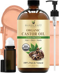 Handcraft Blends Cold-Pressed Organic Castor Oil 16 Fl Oz | Glass Bottle | Roll by HandcraftBlends