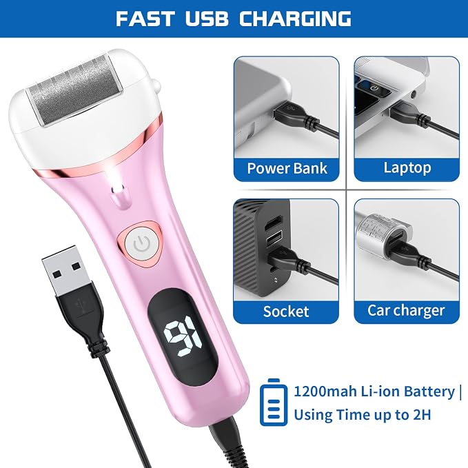 Electric Foot Callus Remover, Rechargeable Portable Electronic Foot File - Image 3
