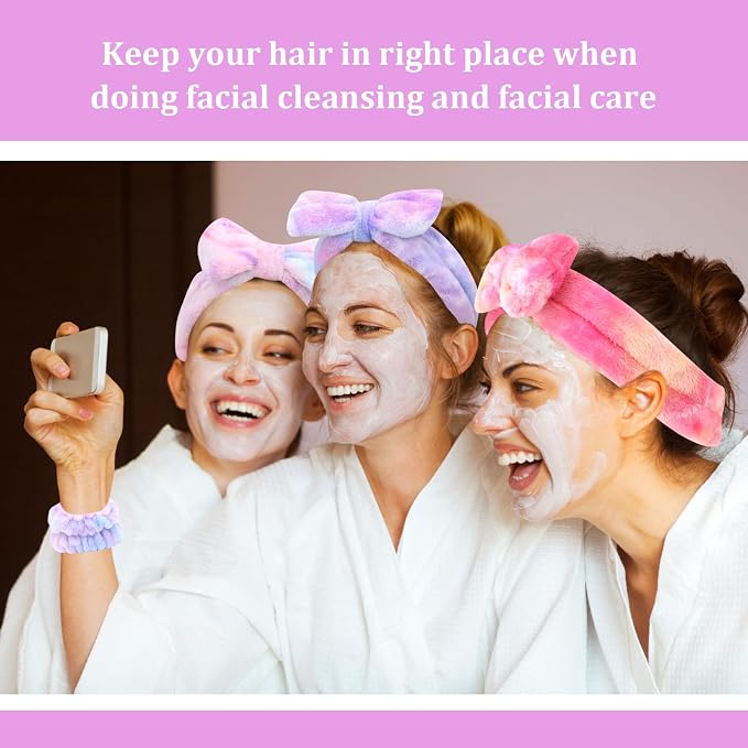 CIEHER 12 PCS Makeup Headband for Women Wrist Washband Scrunchies Cuffs for - Image 2