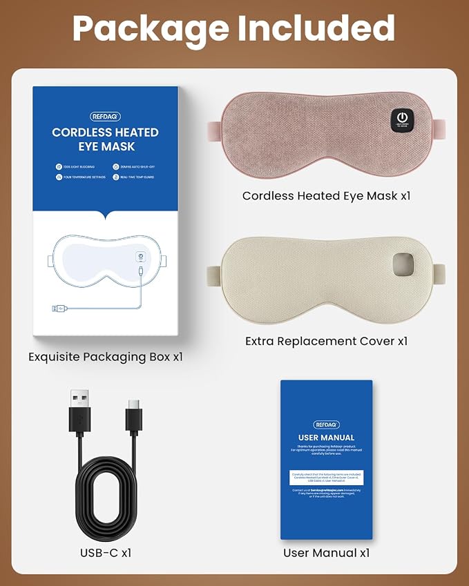 Cordless Heated Eye Mask with 1500mAh Large Battery, 4 Heat Levels & 100% - Image 9