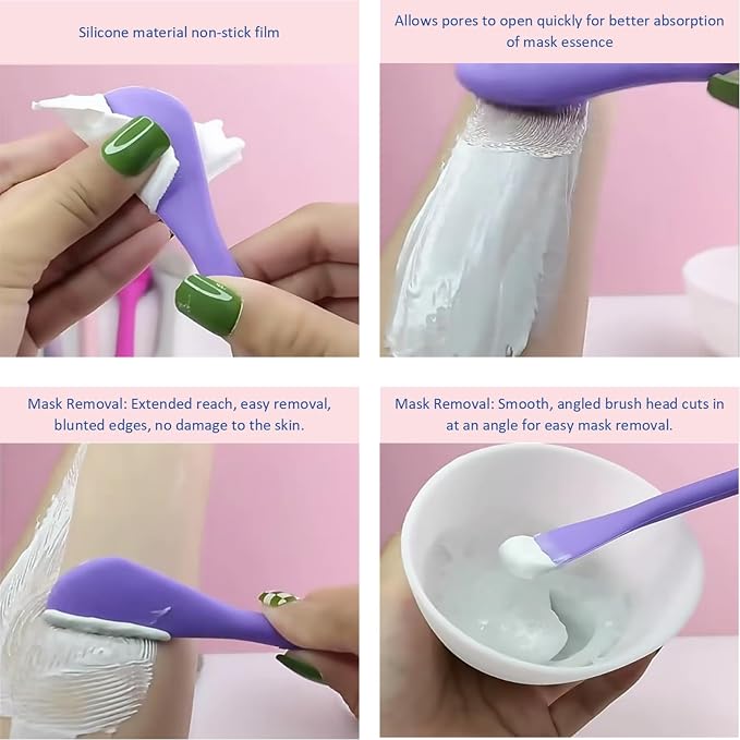 Silicone Cleansing Brush 2pcs, Mask Applicator and Skincare - Image 3