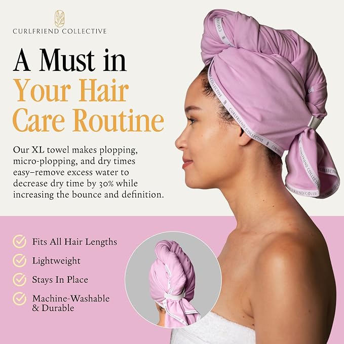 Curlfriend Collective Cotton Cloud T-Shirt Hair Towel Duo – Lilac Locks Hair - Image 4