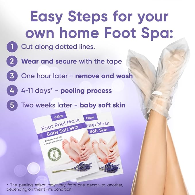 CÉLOR Foot Peeling Mask for Dry Cracked Feet | Foot Mask to Exfoliate Rough - Image 3
