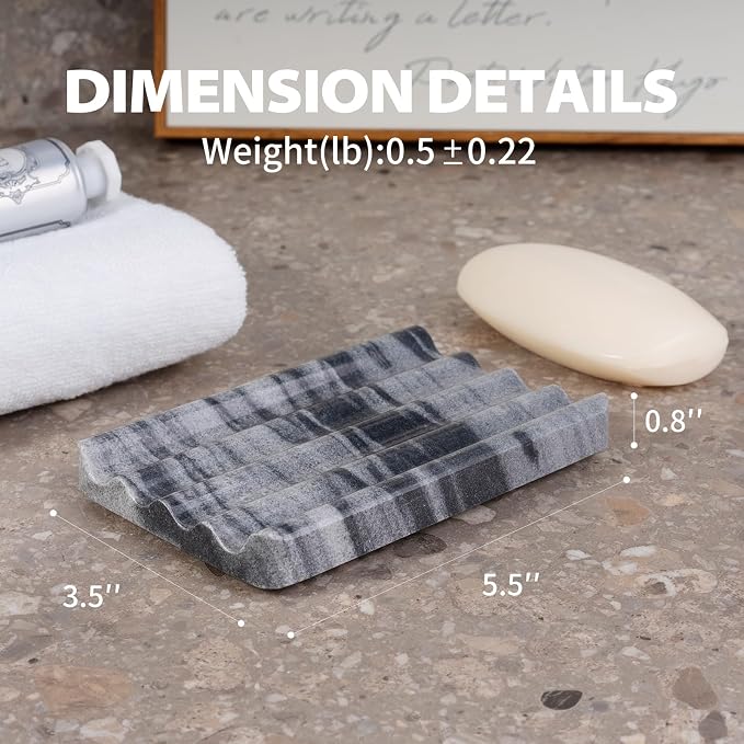 2 Pcs Soap Holder for Bathroom, Marble Soap Dish for Kitchen Countertop - Image 4