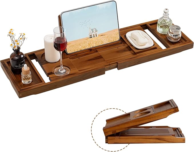 Teak Bathtub Tray, Luxury Bath Table Tray by Dreamland