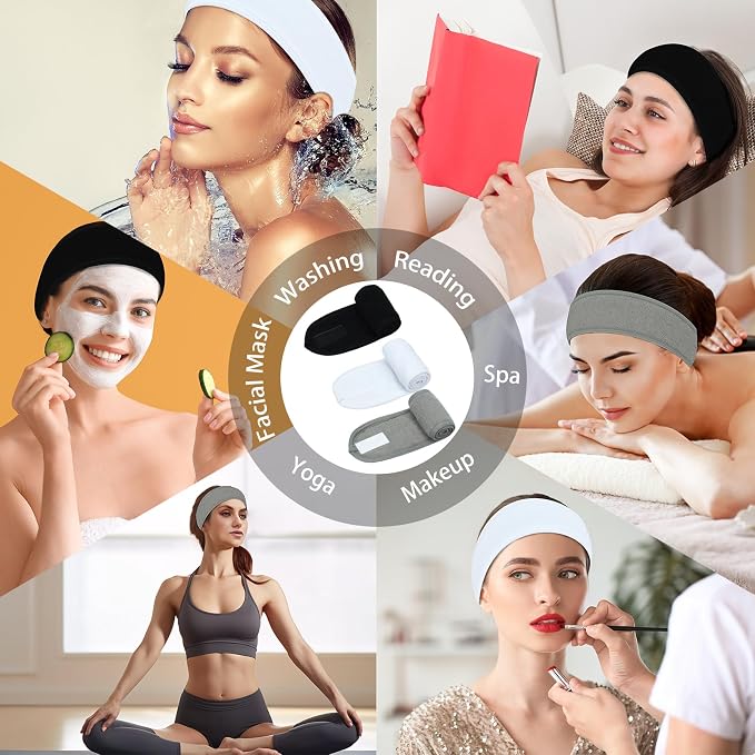 3 Pack Facial Spa Headband for Women - Image 4