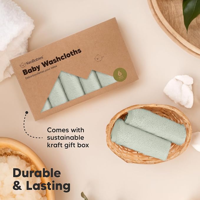 6-Pack Baby Washcloths – Soft Absorbent Viscose from Bamboo Washcloths - Image 7