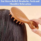 Sandalwood Head and Scalp Massager Comb, Wide Tooth Wooden Gua Sha Tool - Image 2