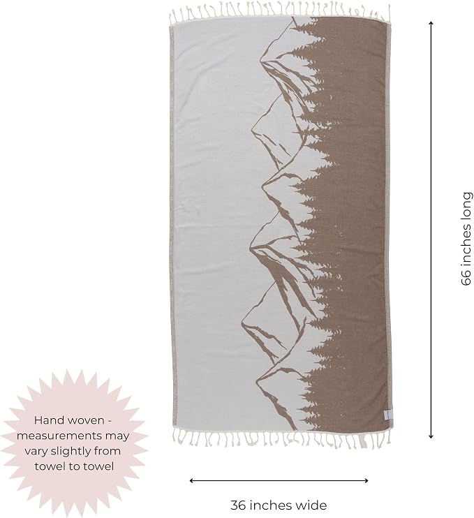 InfuseZen Turkish Towel with Mountain Landscape – 100% Organic Turkish Cotton - Image 3