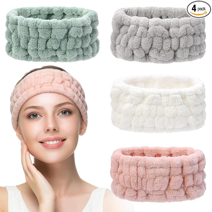 4 Pieces Spa Headband for Women Skincare Headband Makeup Headbands for Washing by Unknown