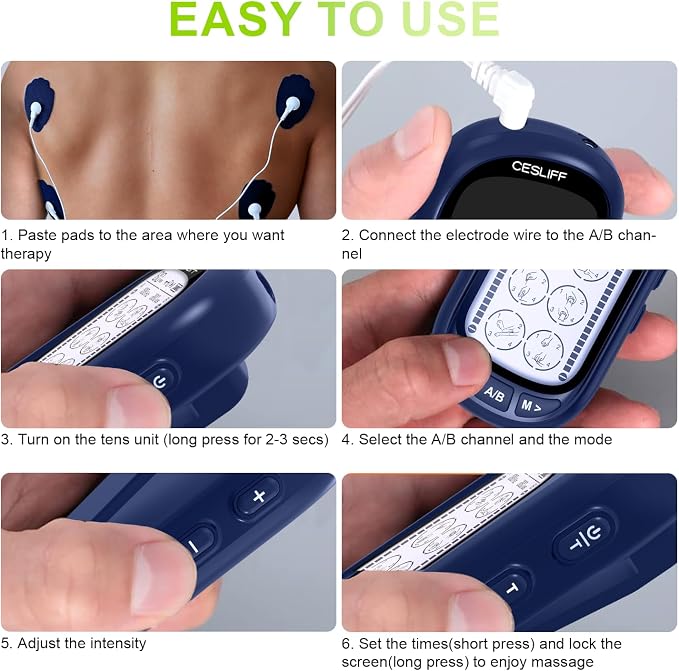 CESLIFF Dual Channel TENS EMS Unit Large Screen 24 Modes 36 Levels Intensity - Image 7