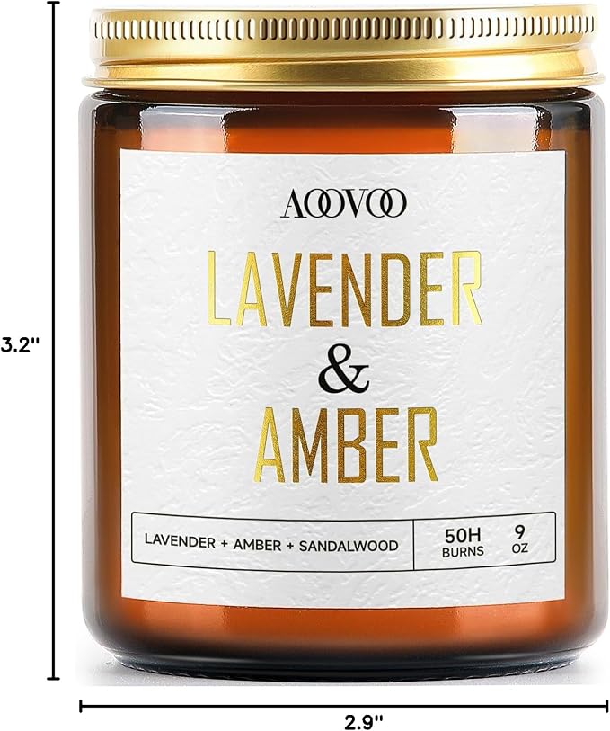 AOOVOO Lavender Amber Candles - 9 oz Scented Candles - Image 8